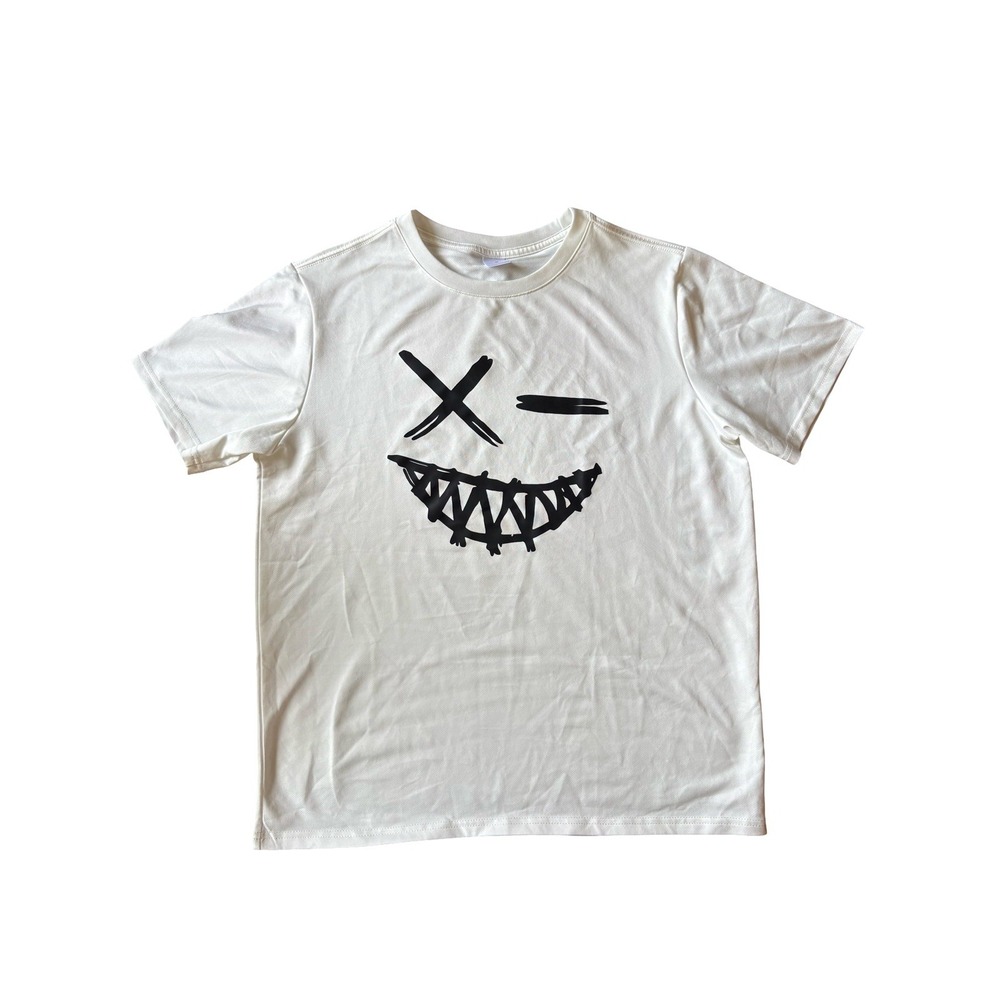 Men's Halloween Smiley Wink Face T Polyester White/Black Short Sleeve S